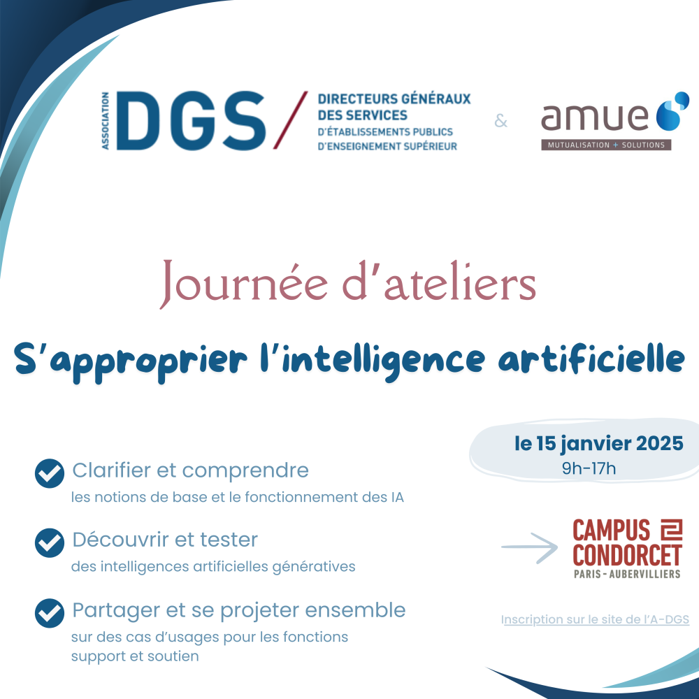 ATELIER  ADGS : introduction à l'IA 15 janvier au Campus Condorcet